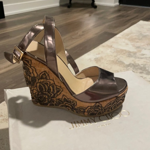 Jimmy Choo Shoes - Jimmy Choo Bronze Cork Wedge Patara